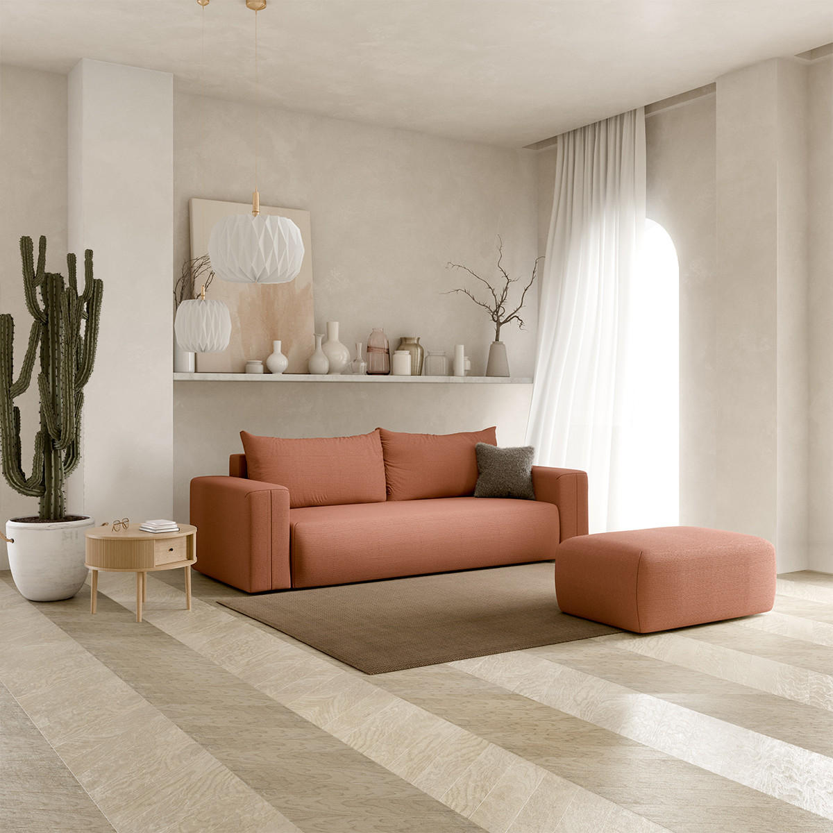 SOFA Bliss 3 Sitzplätze Kupfer - Orange, Holz (252/72/97cm) - Petits-meubles