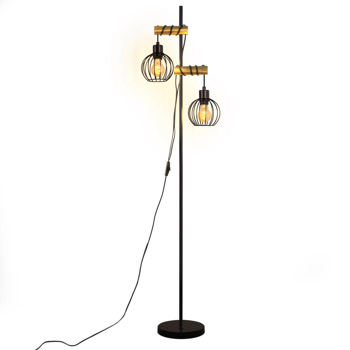 STEHLAMPE Anikad 22/22/152 cm - Schwarz, Holz (22/22/152cm) - ZMH