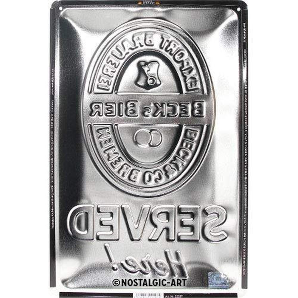 BLECHSCHILD 20/30 cm Beck's Beck's Served Here - Multicolor, Metall (20/30/0.2cm) - Nostalgic-Art