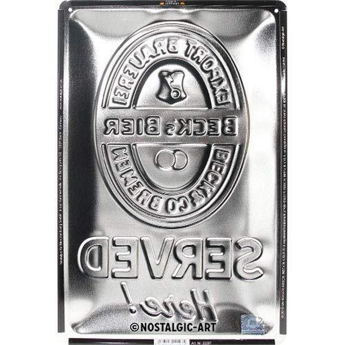 BLECHSCHILD 20/30 cm Beck's Beck's Served Here - Multicolor, Metall (20/30/0.2cm) - Nostalgic-Art