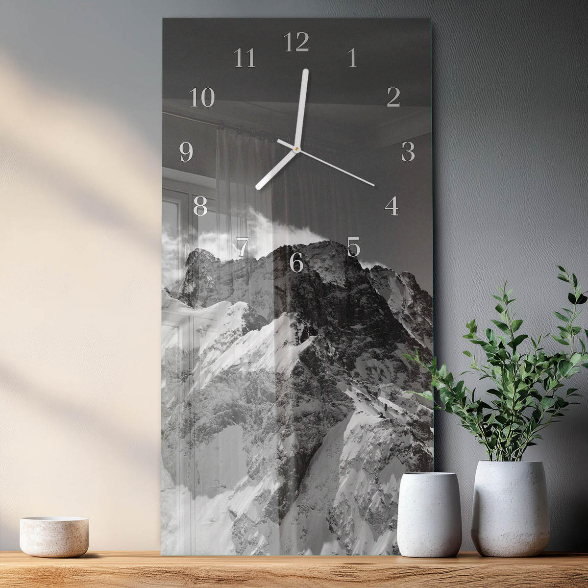 WANDUHR 30x60 cm - Kirscheis - Grau, Glas (30/60/0.4cm) - TULUP