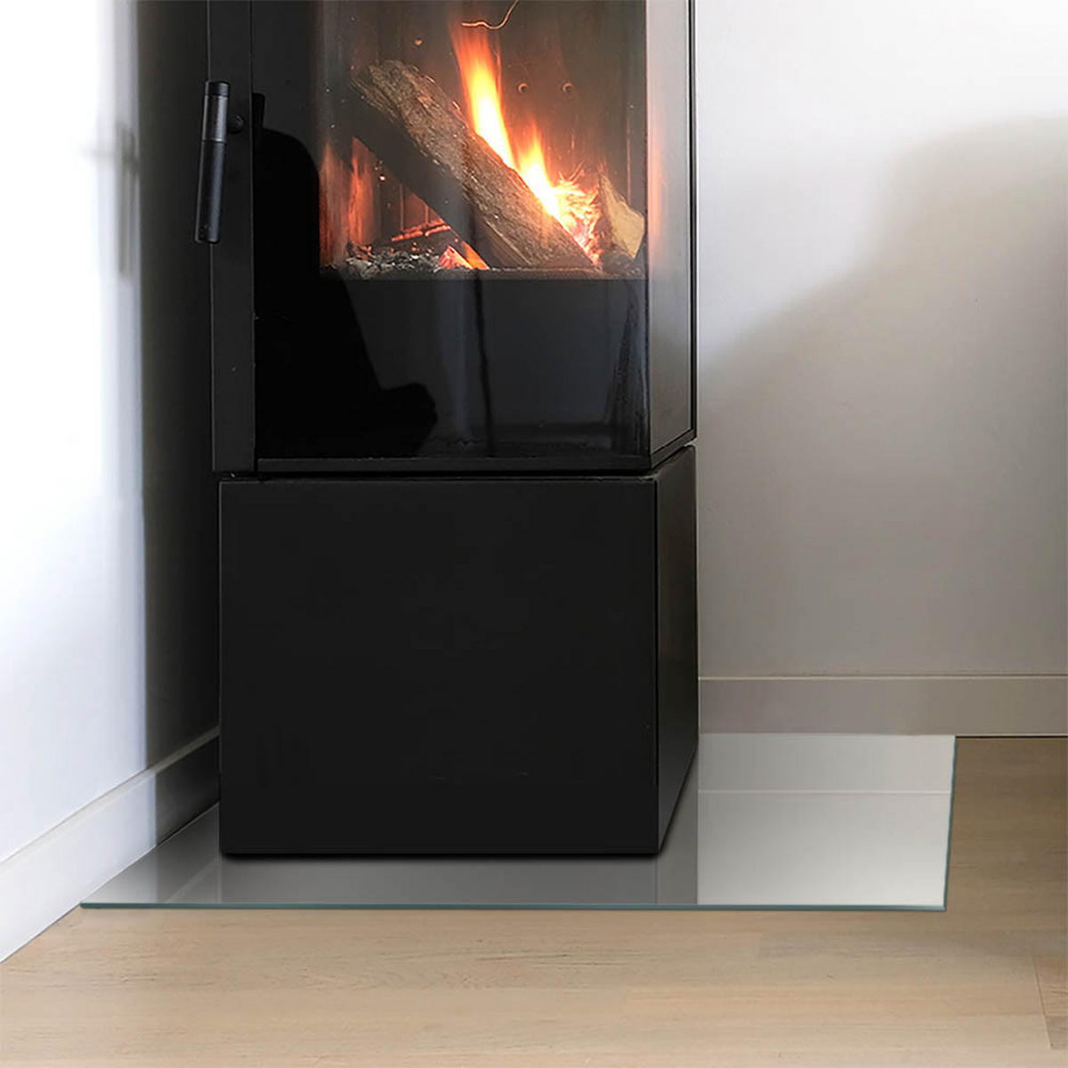 GLASPLATTE für Kamin 60x40 cm Grau - Grau, Glas (60/40/0.4cm) - ArtPrintCave