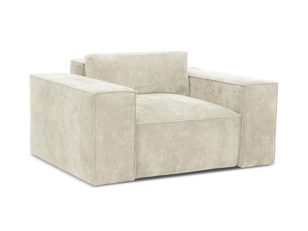 SCHLAFSESSEL Chenille Stoff Beige - Beige/Schwarz, Holzwerkstoff/Kunststoff (157/81/113cm) - Makamii
