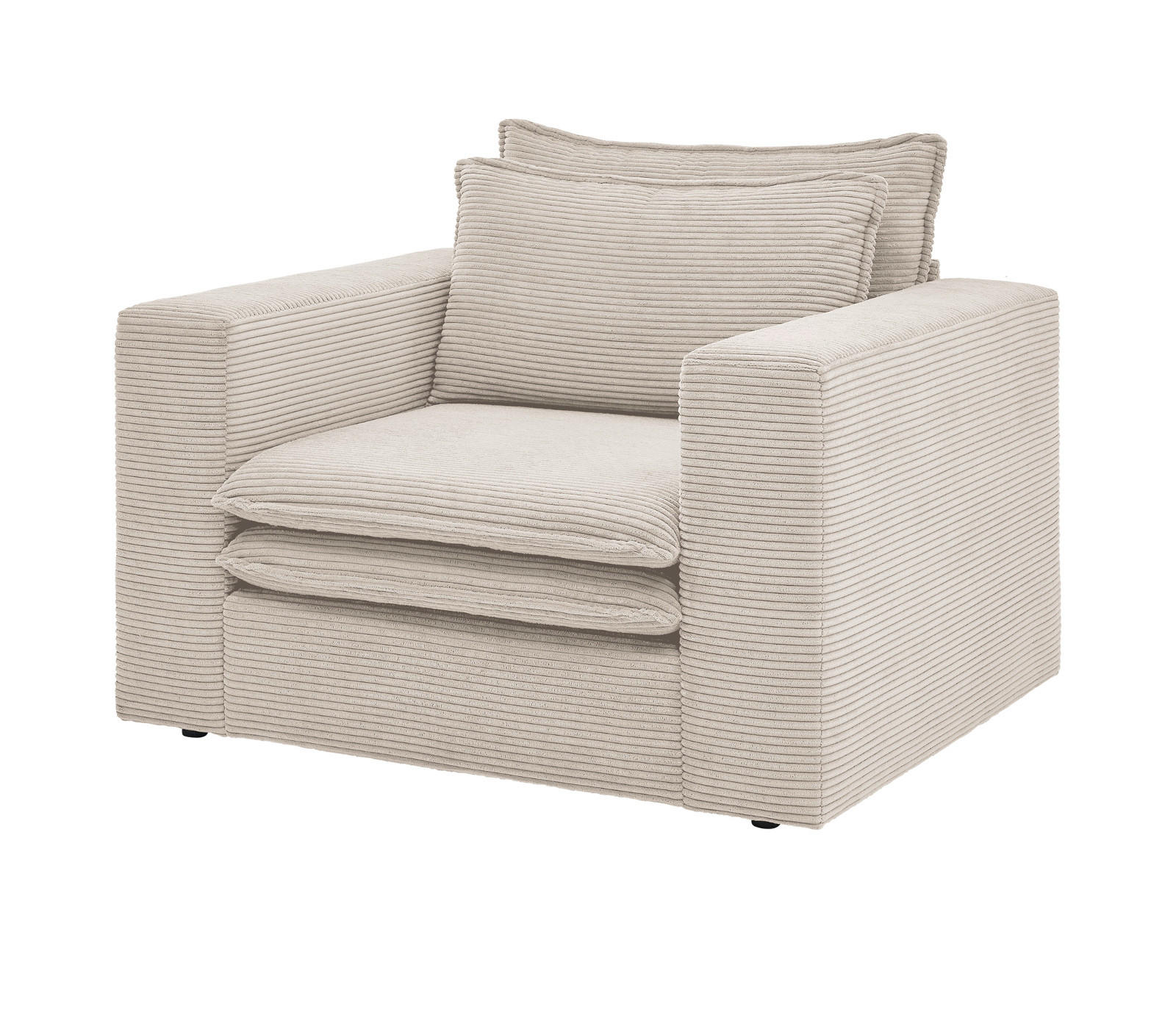 SESSEL beige Cord, Loungesessel 110 cm - Beige, Holz/Kunststoff (110/83/91cm) - Furn.Design