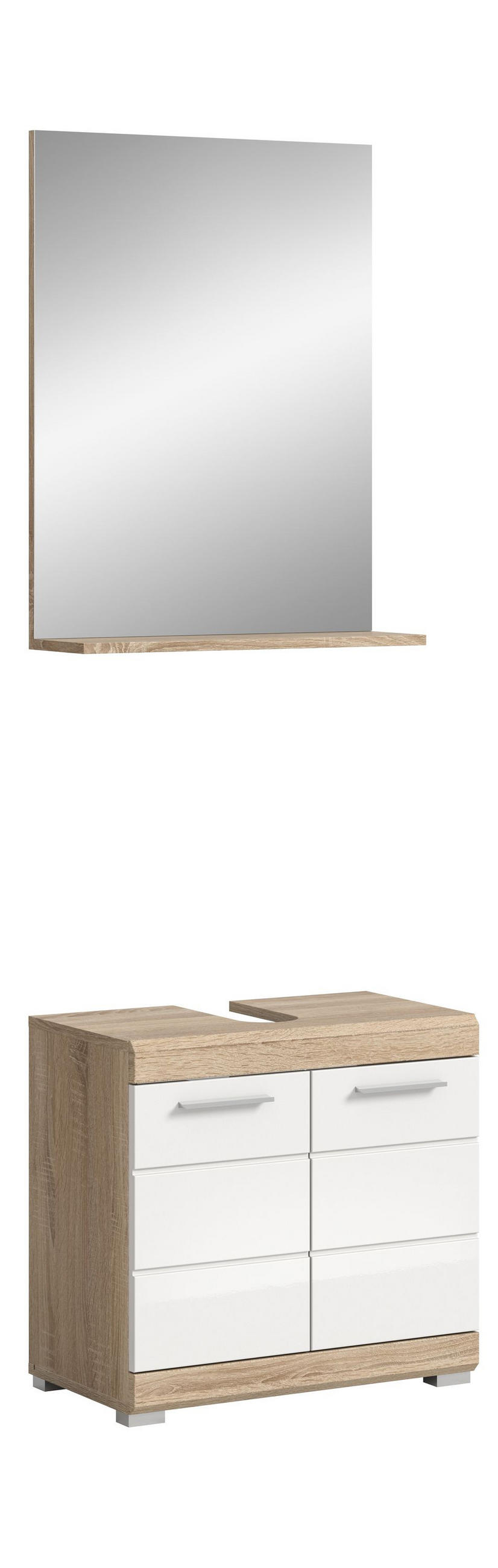 BADKOMBINATION 2tlg. Lambada Bad in Sonoma Eiche hell und weiß hochglanz B/H/T: 60x191x34 cm - Sonoma Eiche, Holz (60/191/34cm)