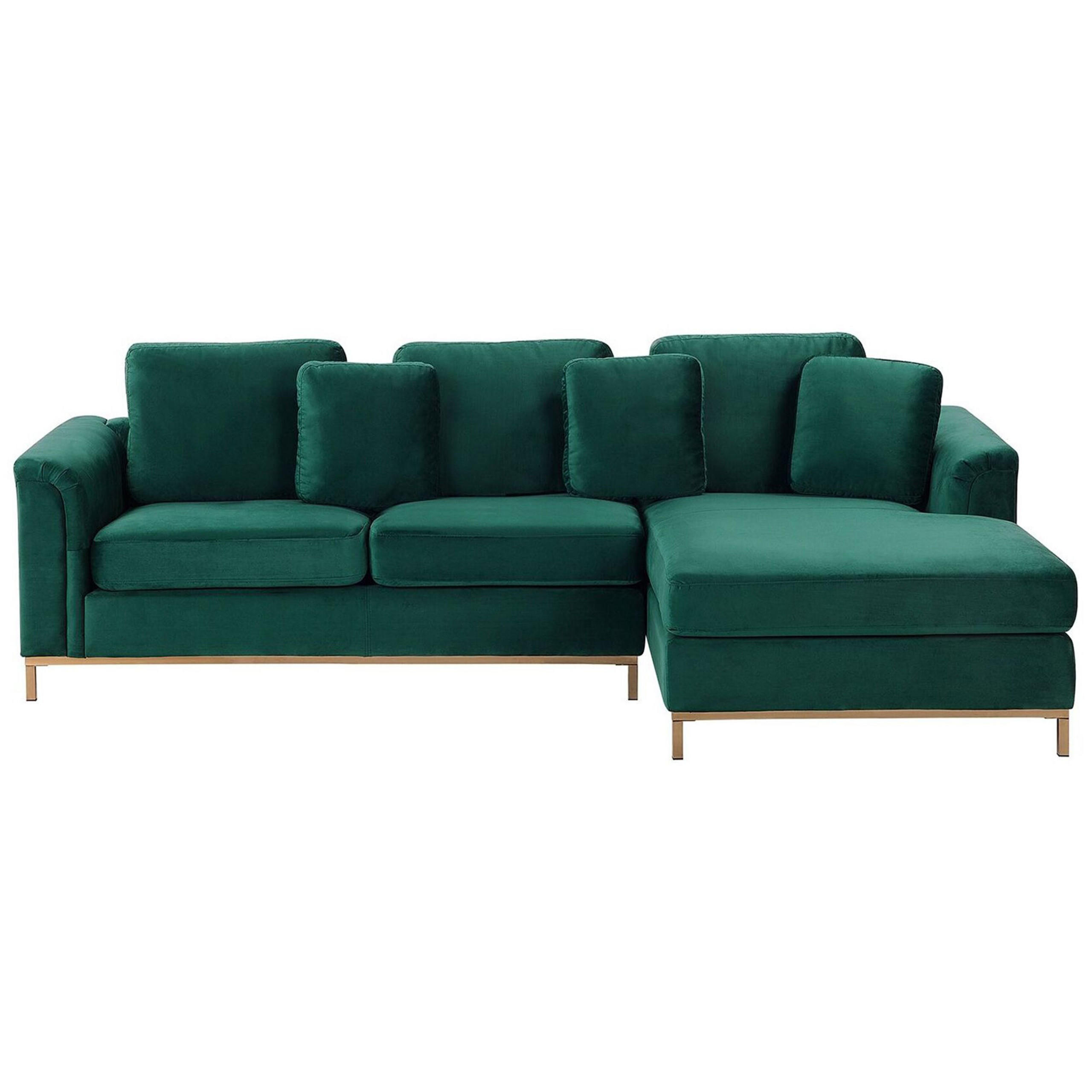 ECKSOFA Samtstoff Grün rechtsseitig Oslo - Dunkelgrün, Textil (270/151cm) - Beliani