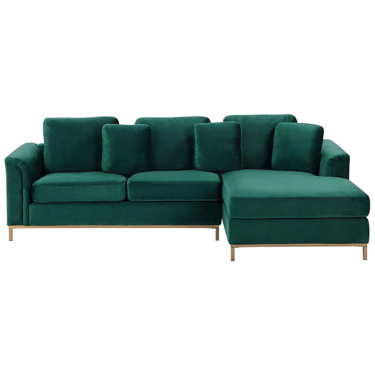 ECKSOFA Samtstoff Grün rechtsseitig Oslo - Dunkelgrün, Textil (270/151cm) - Beliani