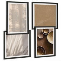 BILDER SET 4er Set - 50x50 cm & 40x60 cm Schwarzer Rahmen - Strukturen, Texturen, Minimalismus - Schwarz, Kunststoff (50/50cm) - TULUP