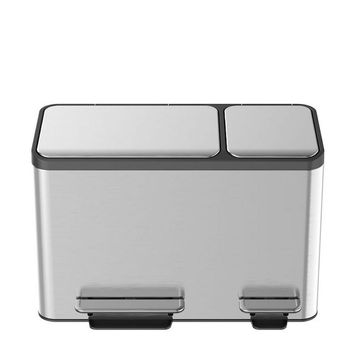 MÜLLEIMER Mit Soft Close Deckel & Handlichen 39,2x60,5x32,1 cm 24 & 12 Liter - Silberfarben, Metall (60.5/39.2/32.1cm) - PROREGAL