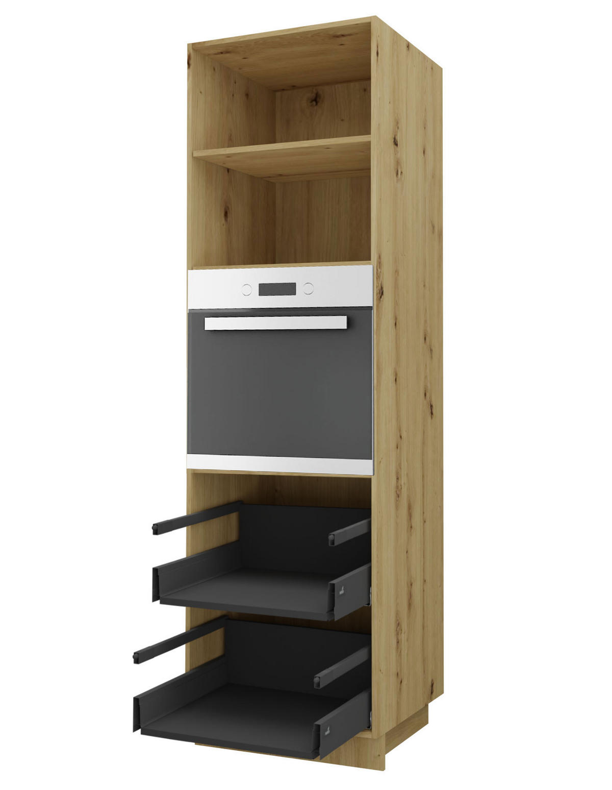 BACKOFENUMBAUSCHRANK Bari D14/RU/2 356 Eiche Artisan / RAL 4009 pastellviolett 60 / 59 / 207cm HETTICH Vollauszug - Violett/Eiche Artisan, Holz/Holzwerkstoff (60/207/59cm) - Feldmann-Wohnen