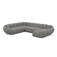 WOHNLANDSCHAFT Liva Grau Strukturstoff U-Form XXL Rechts - Grau, Textil (258/70/323cm) - VAROYAL