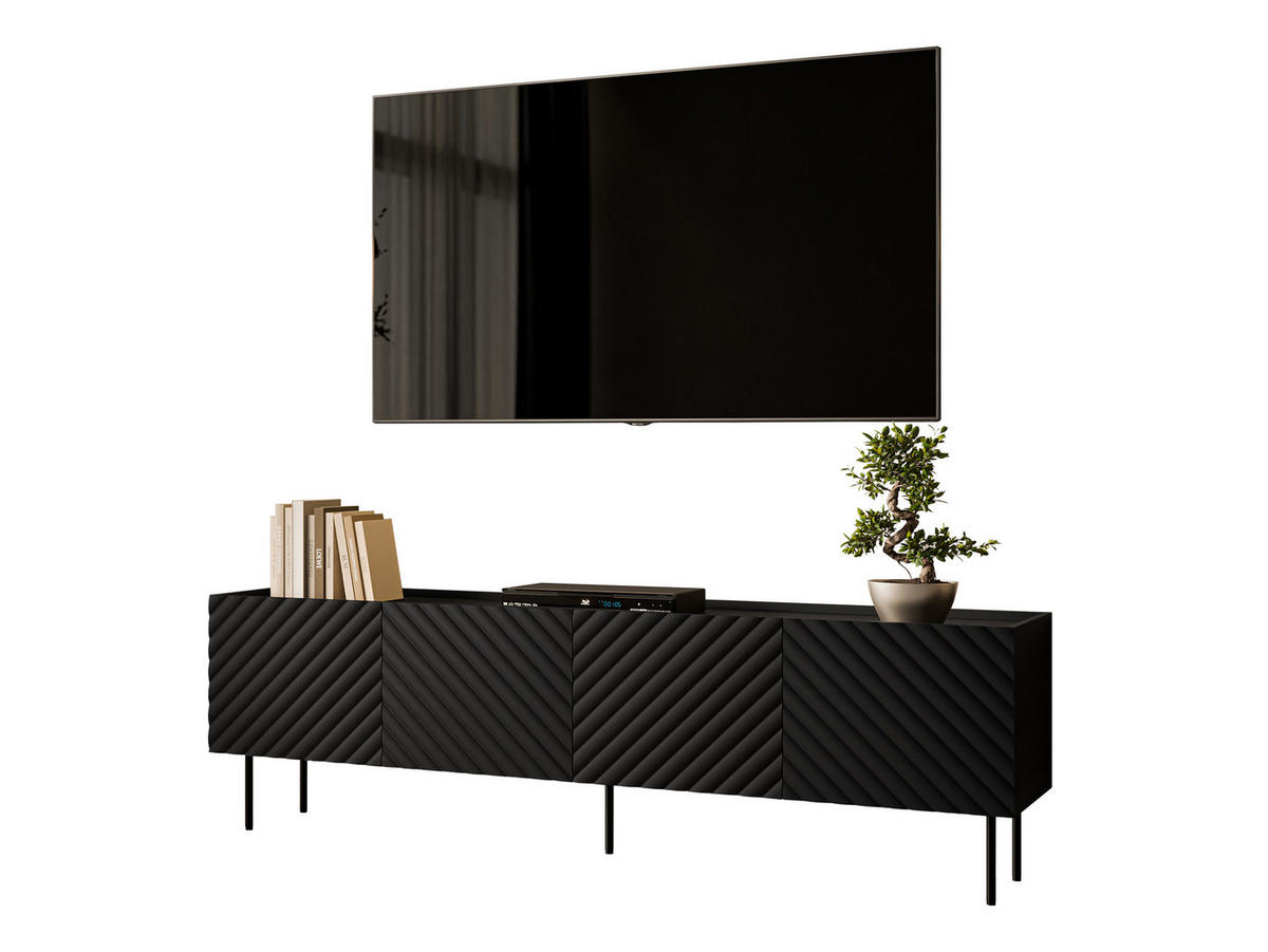 TV-LOWBOARD Lucca 200 4D - Schwarz, Holz/Holzwerkstoff (200/59/40cm) - MIRJAN24