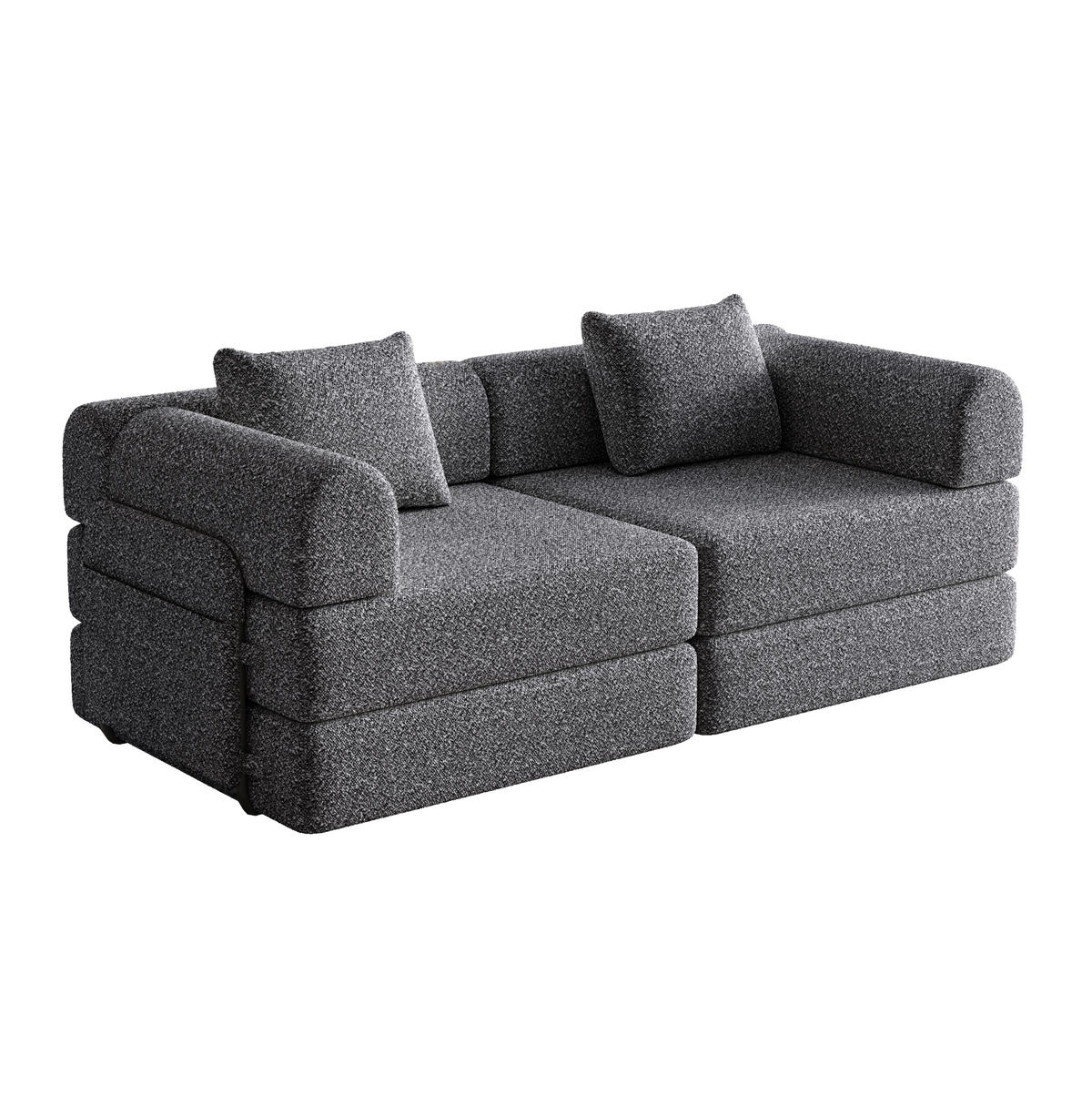ROZKLÁDACÍ křeslo z žinylky 181x94x49 cm šedé 2 v 1 s úložným prostorem v područce a ocelovou konstrukcí - šedá, textil (94/49.5/181.6cm) - Modfu