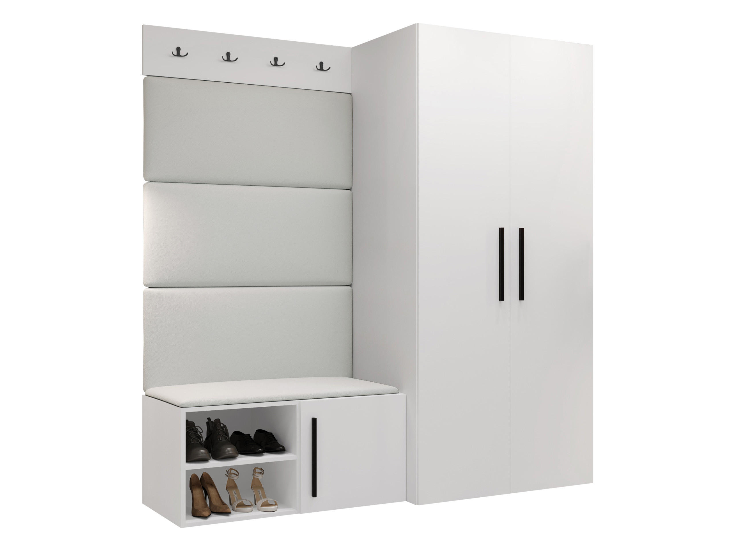 GARDEROBEN-SET Medi I - Schwarz/Weiß, Holzwerkstoff/Kunststoff (80/191/50cm) - MIRJAN24