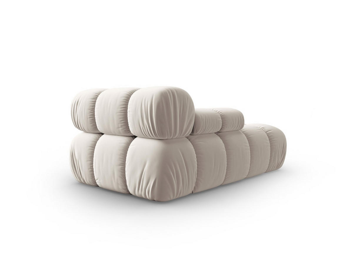 CHAISELONGUE links Bellis aus Samt leichtes beige - Creme, Textil (97/62/157cm) - Micadoni
