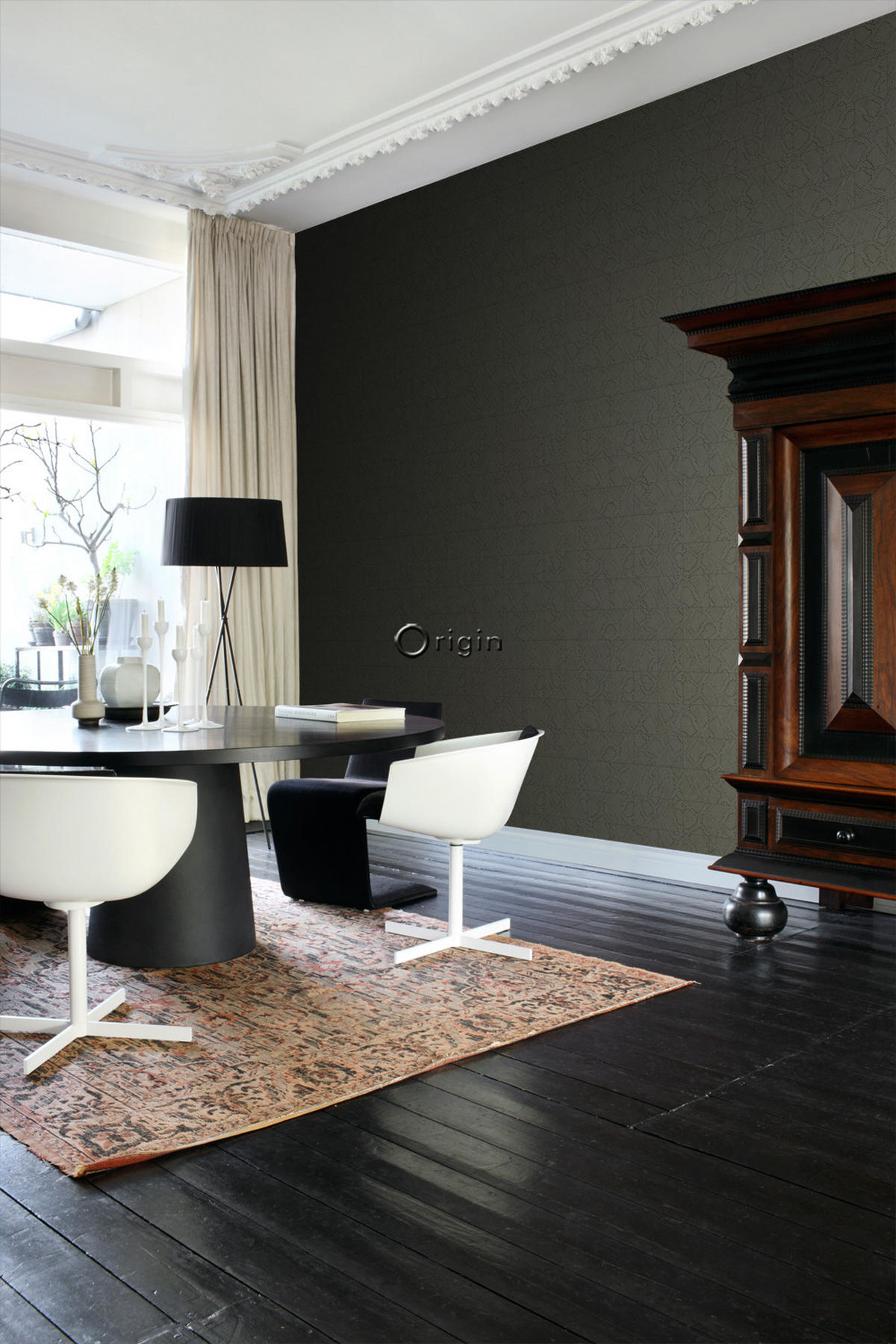 TAPETE Fliesenmuster mit Schlangenhaut-Motiv 53 cm x 10.05 m - Grau, Papier (53/1000cm) - Origin Wallcoverings