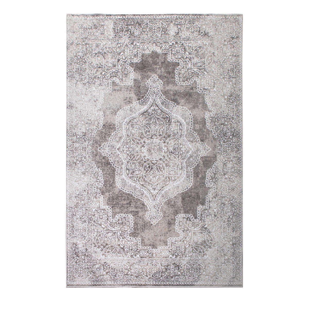 VINTAGE-TEPPICH Victoria Hoch-Tief-Effekt Medallion Muster beige 80 x 150 cm - Beige/Creme, Kunststoff/Textil (80/150cm) - oKu-Tex