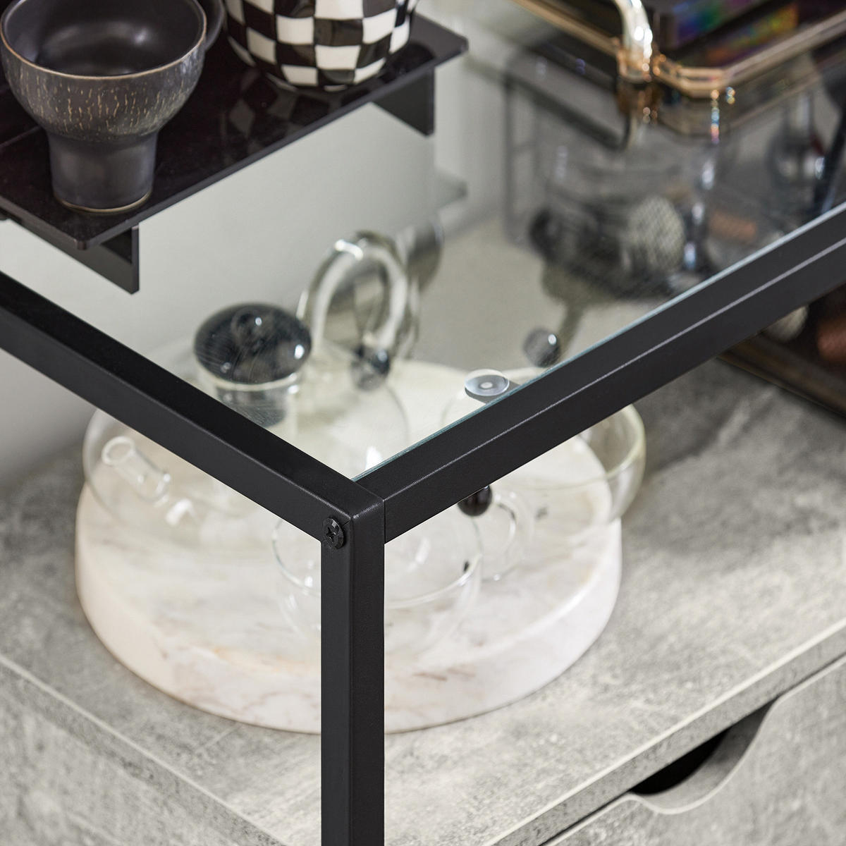 SIDEBOARD Grau - Grau, Glas/Holzwerkstoff (81/78/35cm) - SoBuy