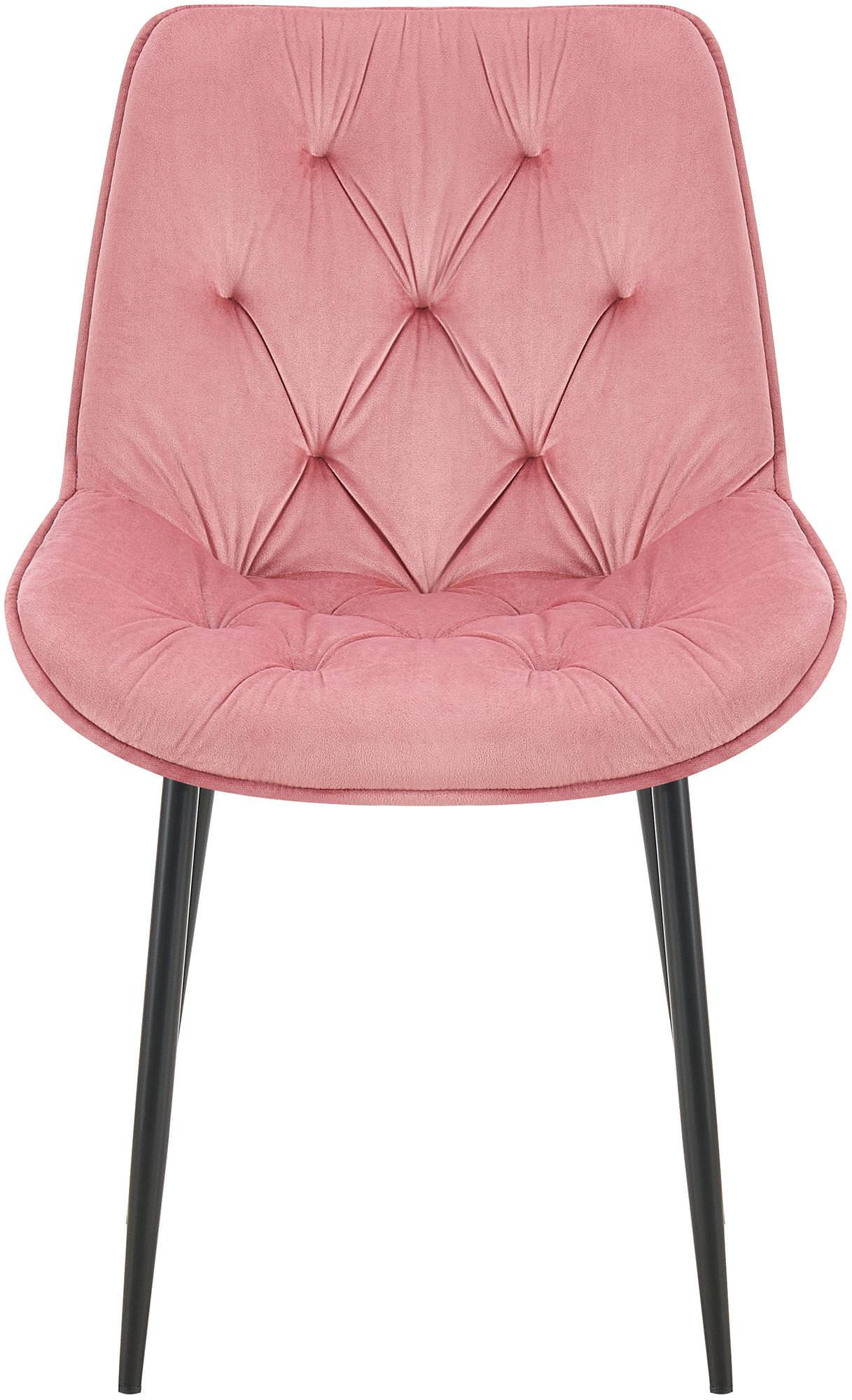 STUHL Samt rosa - Schwarz/Rosa, Textil/Metall (52/84/59cm) - CLP