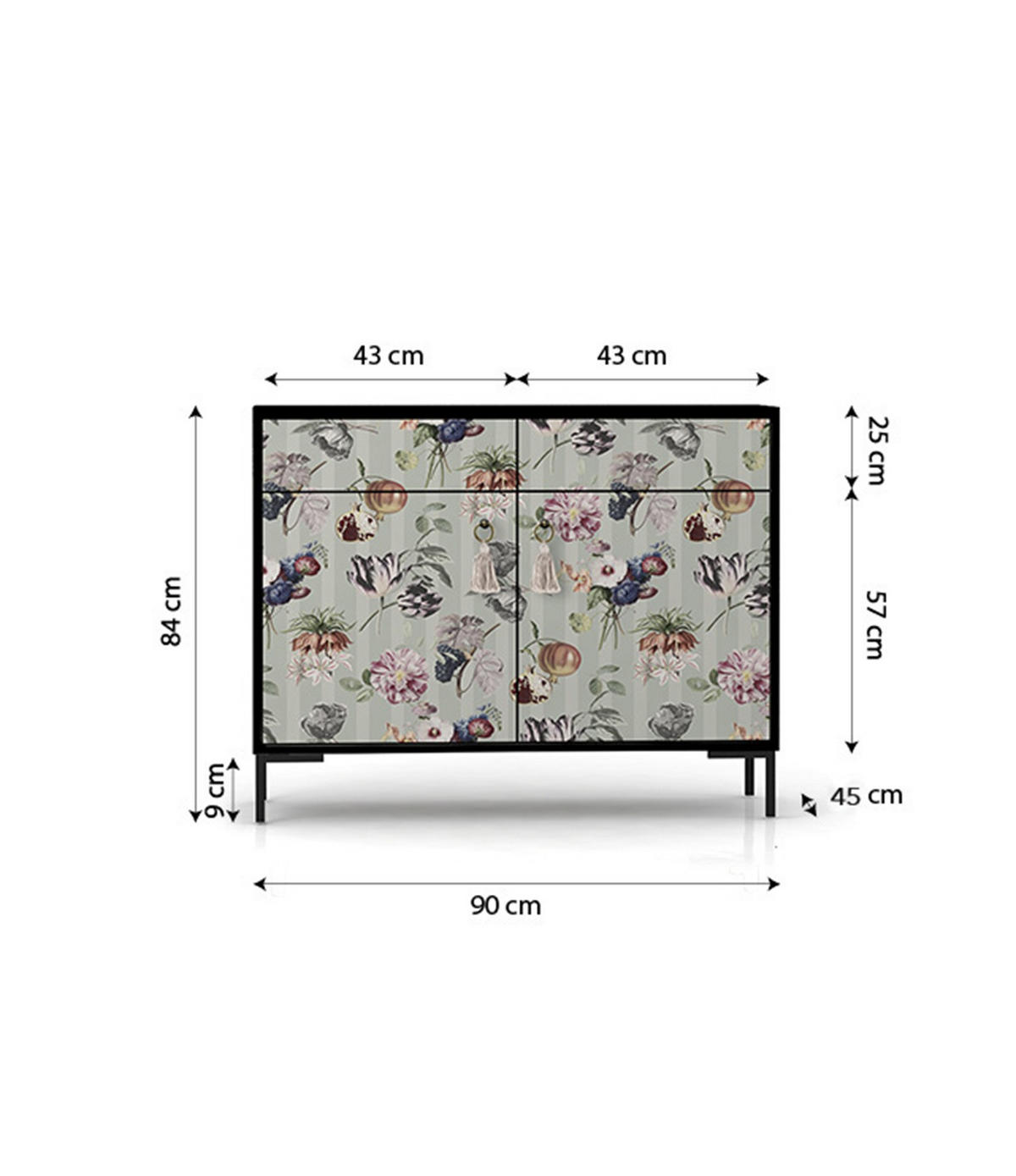 SIDEBOARD MDF 2 Türen und 2 Schubladen mit Waldmuster ALISE CHAMPETRES - Multicolor/Grau, Holzwerkstoff (90/84/45cm) - RNT By Really Nice Things