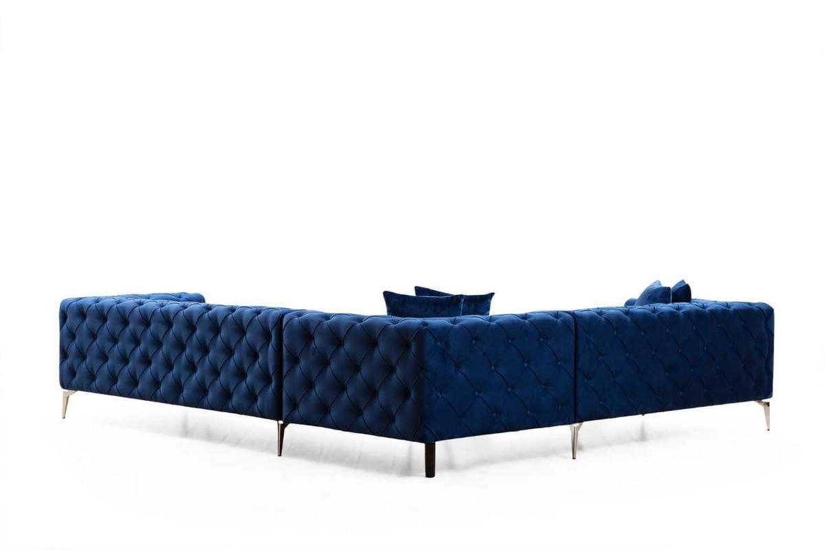 ECKSOFA mit großzügiger XXL Sitzfläche für die ganze Familie - Blau/Chromfarben, Holz/Textil (310/270cm) - myHomelando