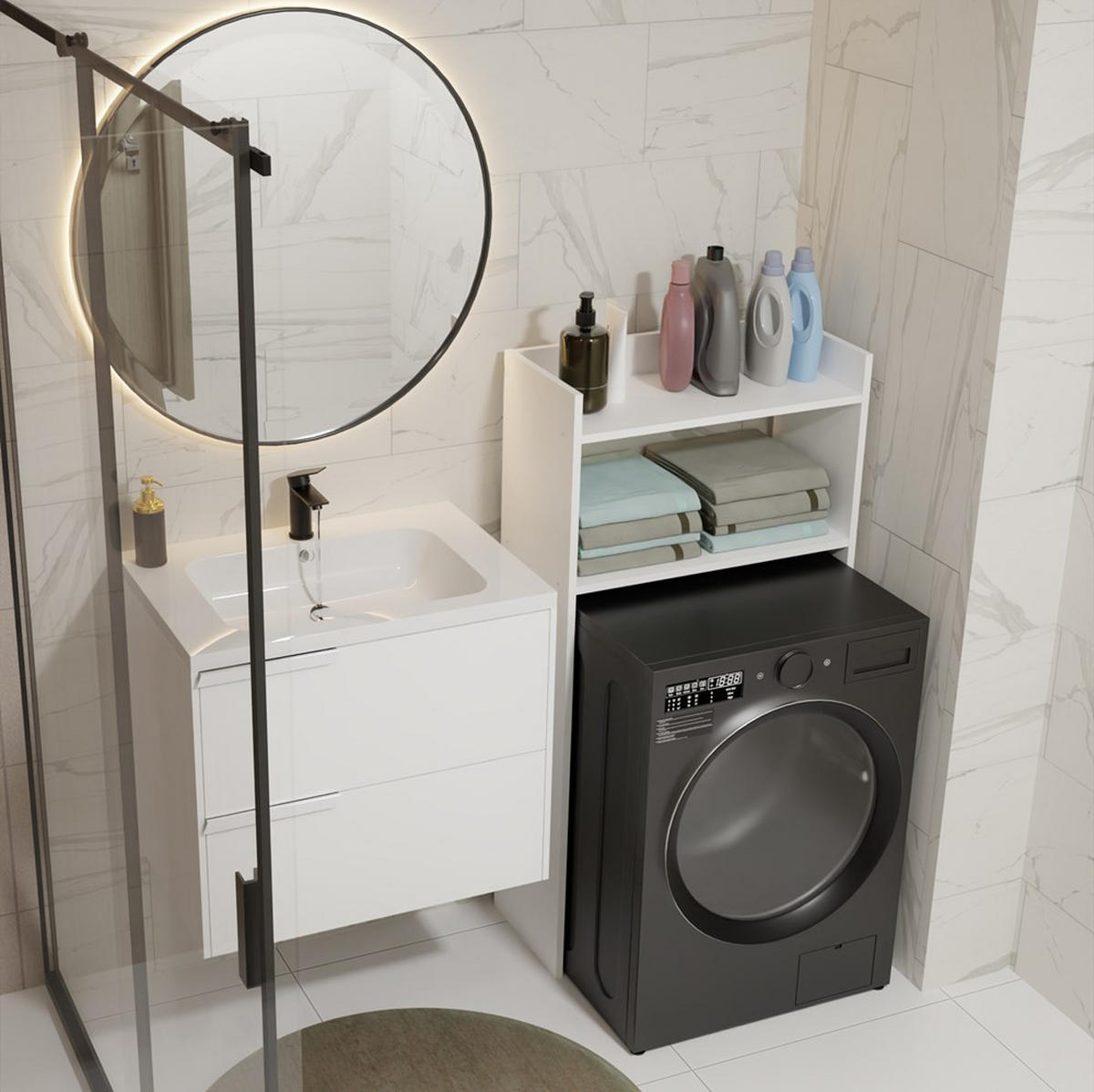 WASCHMASCHINENUMBAUSCHRANK C2 Weiß 64/124/30 - Weiß, Holzwerkstoff (64/124/30cm) - RAUMHIRSCH FURNITURE