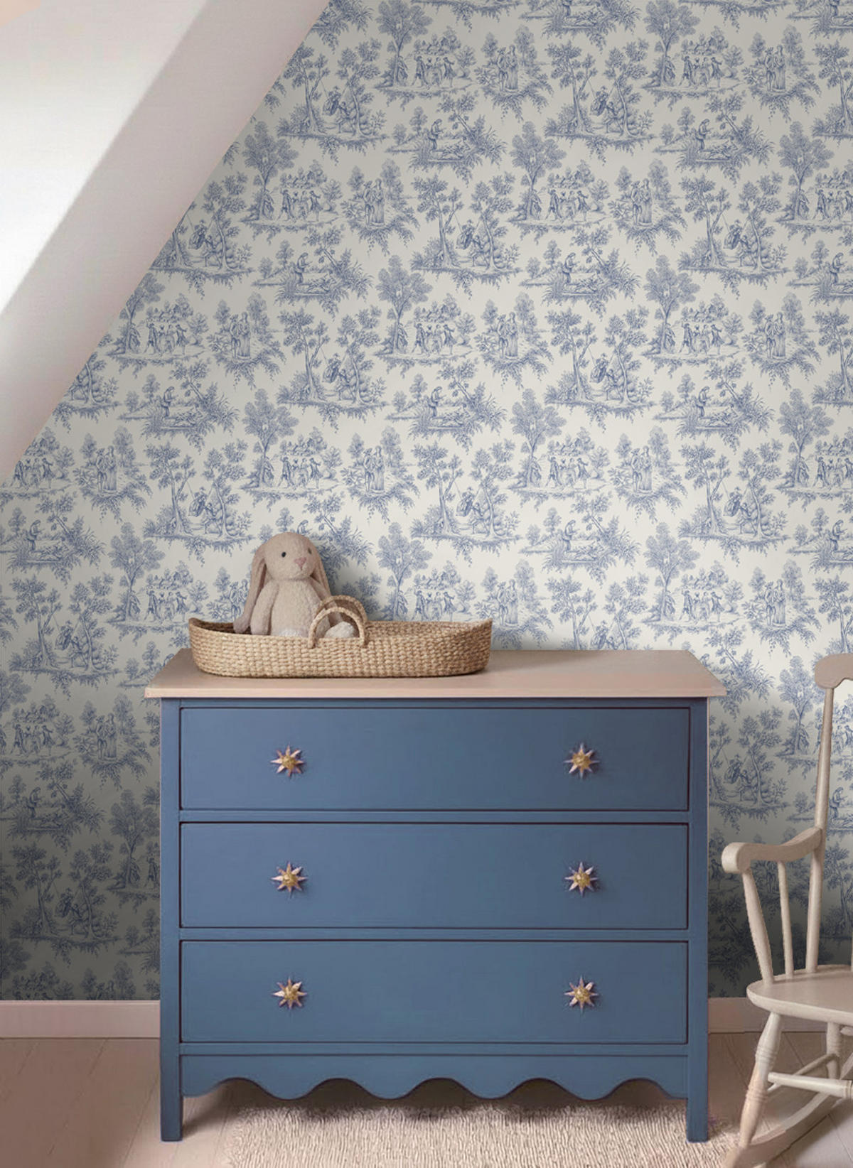 TAPETE Toile de Jouy 50 x 900 cm - Weiß, Papier (50/900cm) - ESTAhome