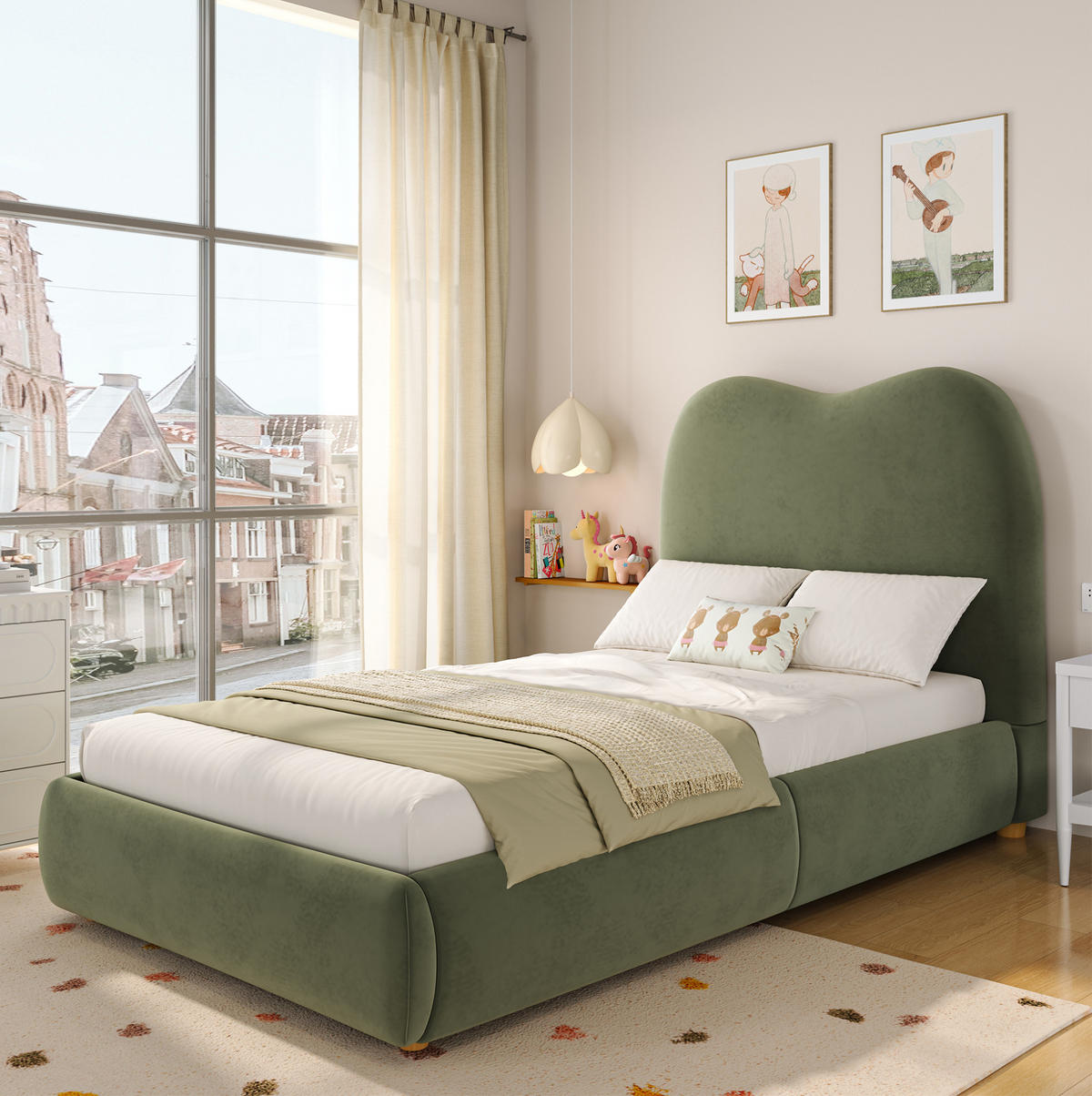 POLSTERBETT 90/200 cm Grün Samt mit hydraulischem Stauraum - Grün, Textil (90/200cm) - OKWISH