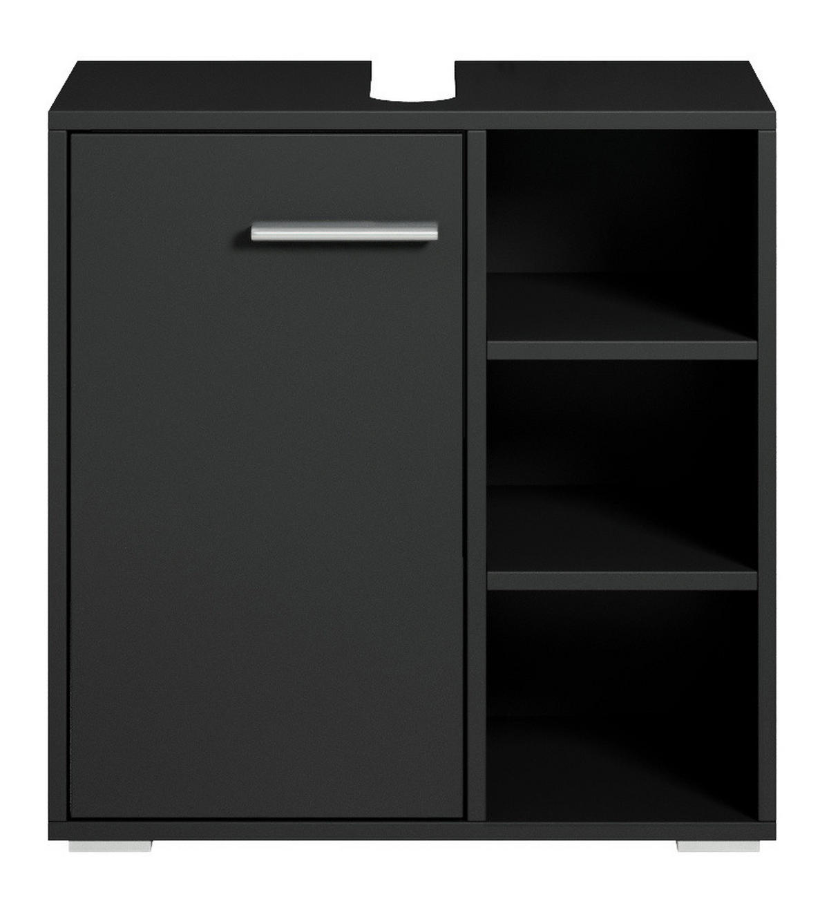 WASCHBECKENUNTERSCHRANK Neptunus 1 Tür Schwarz - 60 x 30 x 60 cm - Schwarz, Holz (60/60/30cm) - Badplaats