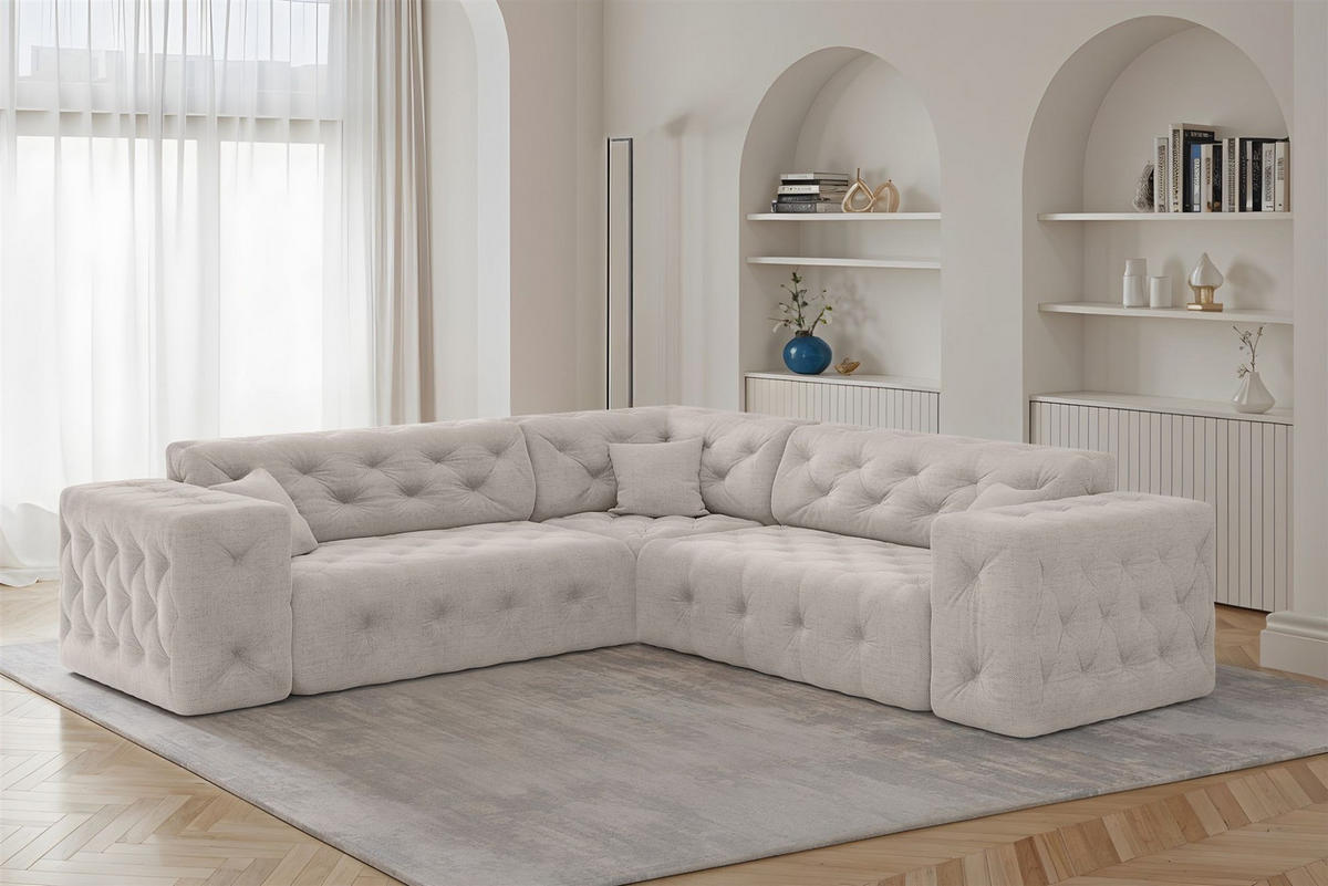 ECKSOFA Chantal In Moly - Creme, Holzwerkstoff/Textil (246/246cm) - Fun Möbel