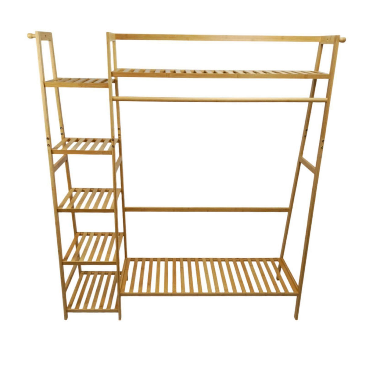 BAMBUSREGAL Bambus Naturfarben mit Seitenregal 140 x 130 x 40 cm - Naturfarben, Holz (130/140/40cm) - Begryf