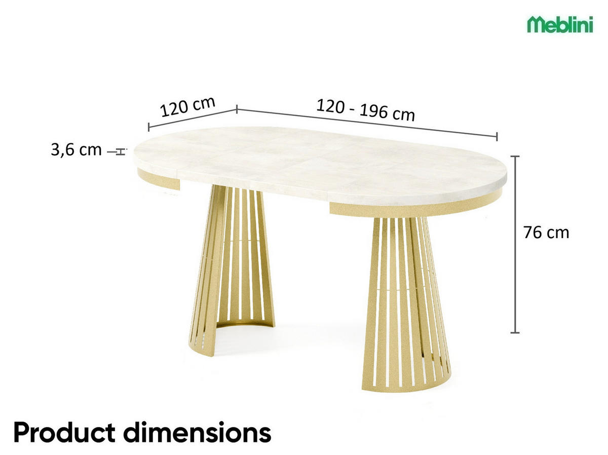 ESSTISCH Cone Bis - Kaschmir/Beige, Holzwerkstoff/Metall (120/120/76cm) - Meblini