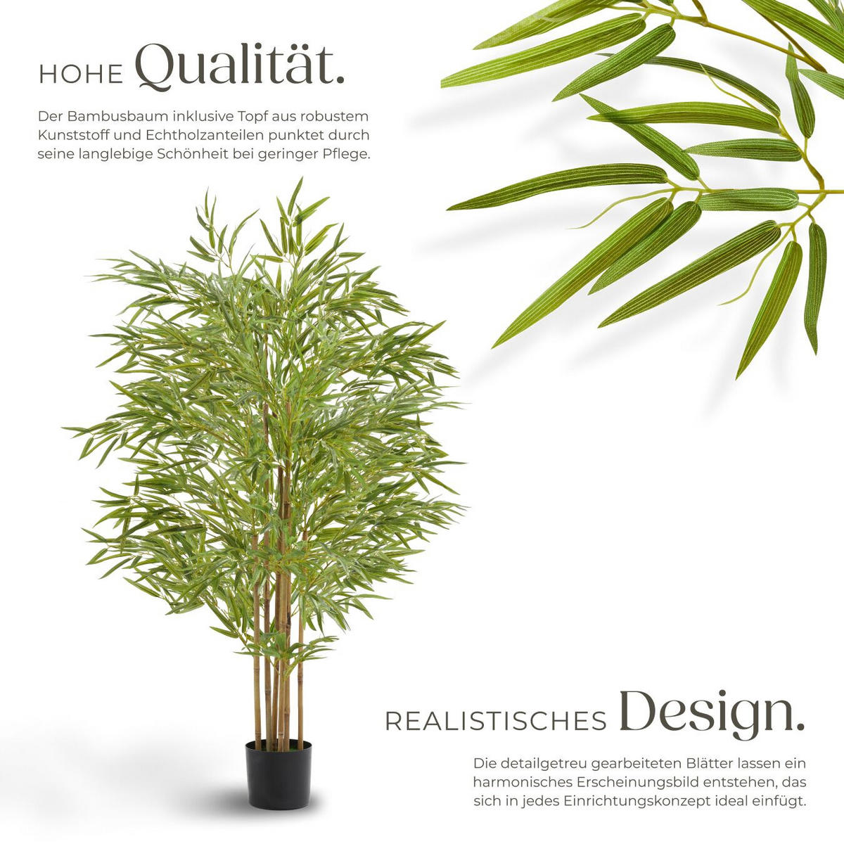 KÜNSTLICHER-BAMBUSBAUM Bambosa,stabiler Kunststoff-Blumentopf,grün - Grün, Kunststoff (150cm) - tectake