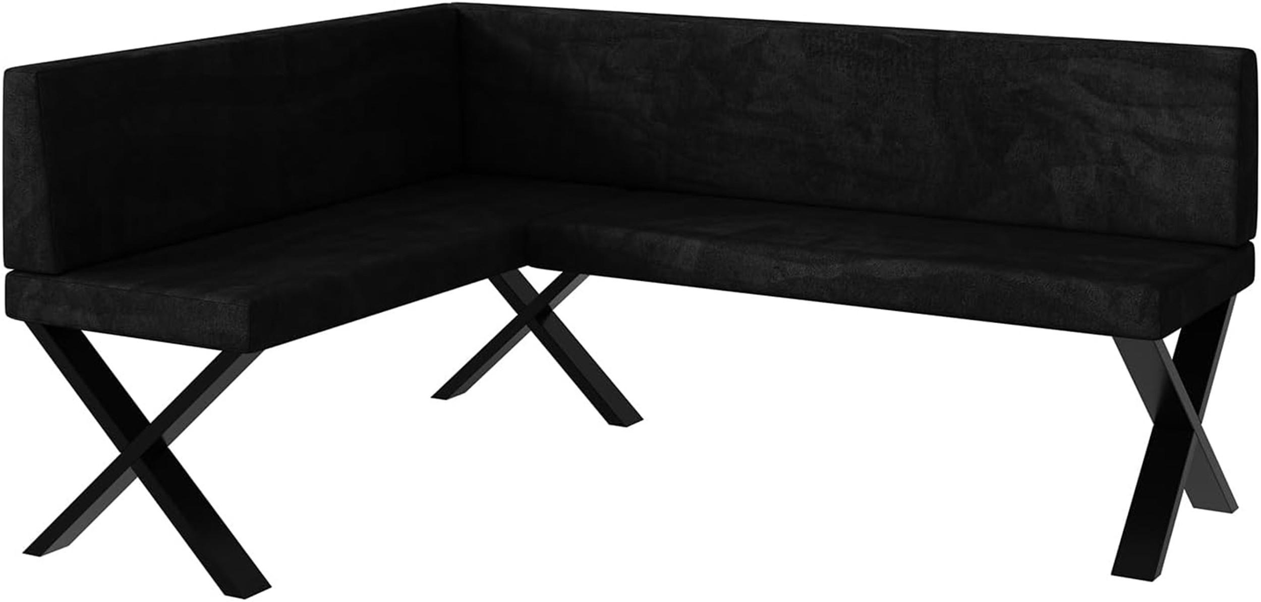 ECKBANK TONI_X - Schwarz, Textil (128/168cm) - Meblini