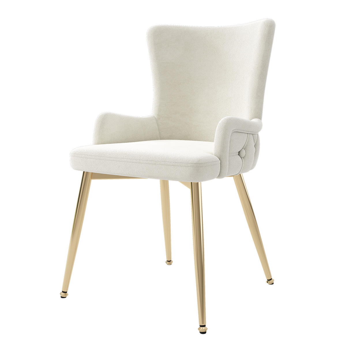 ESSTISCH SET mit 4 Stühlen, Weißer Marmoroptik und Goldenes Gestell - Beige, Holzwerkstoff/Textil (80/76/80cm) - Urban Meuble