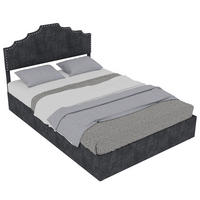 POLSTERBETT 160/200 cm in Grau Stoff mit geometrischem Kopfteil - Grau, Holzwerkstoff/Textil (160/200cm) - WISHDOR