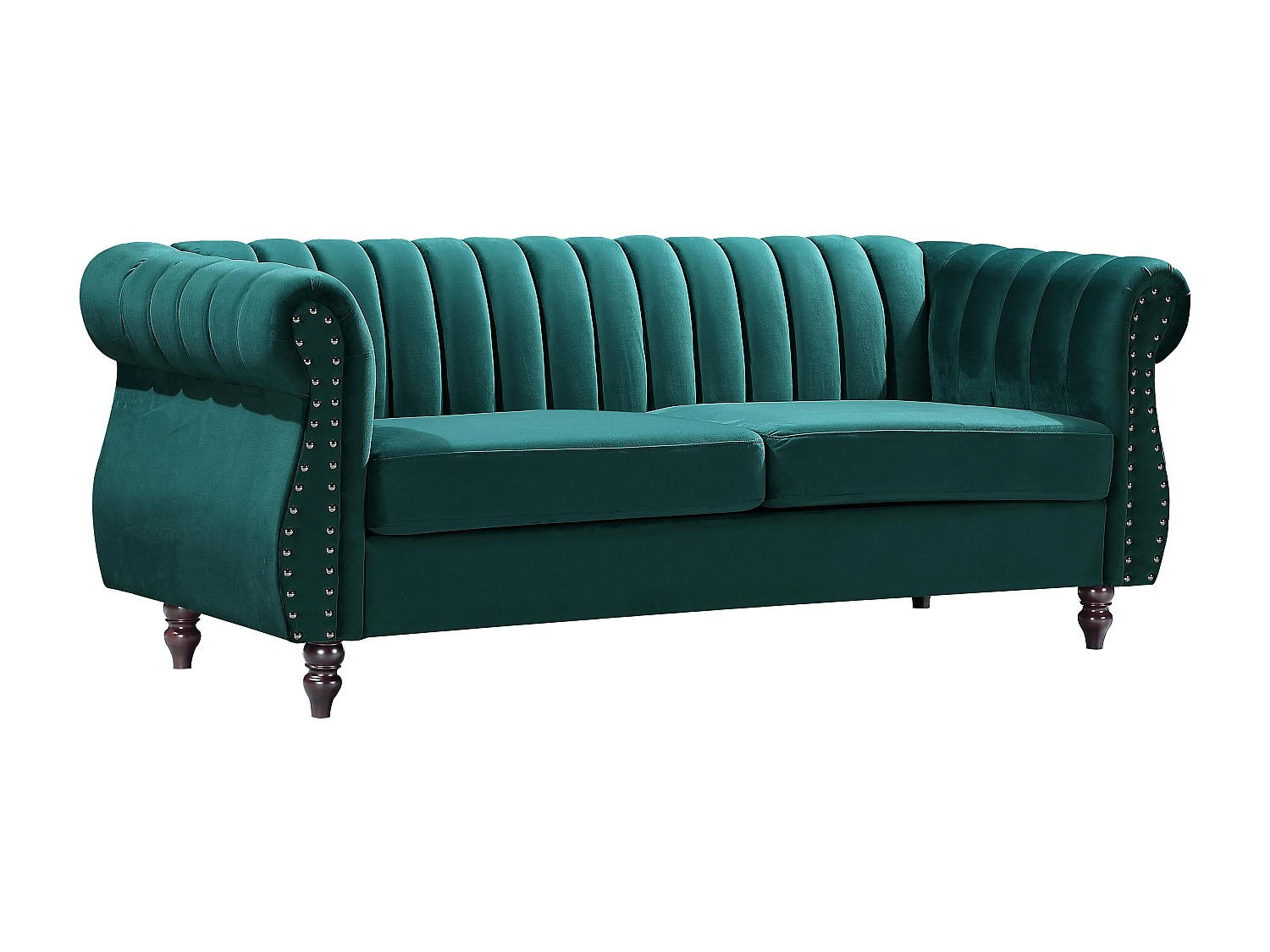 CHESTERFIELD-SOFA - 3-Sitzer - Samt - Smaragdgrün - TRUMBO - Grün, Textil (78/77/195cm) - Vente-Unique