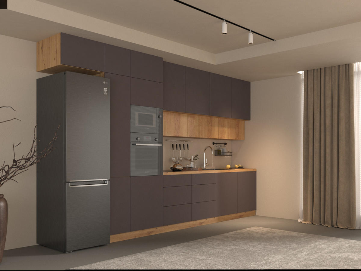 KÜCHENZEILE 400 - Langen KL4-M400 in Grau / Artisan Eiche - Eiche Artisan/Grau, Holz (400/248/58cm)