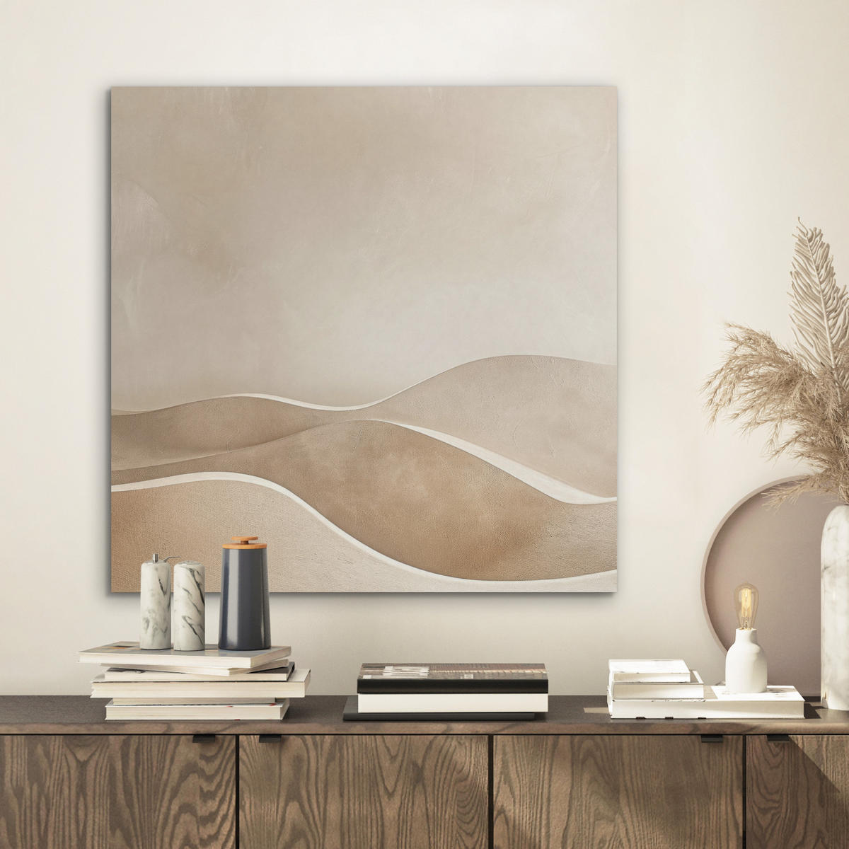 AKUSTIKBILD Beige - Natur - Abstrakt - Modern Wandbilder 60x60 cm - Beige, Kunststoff (60/60/0.9cm) - MuchoWow