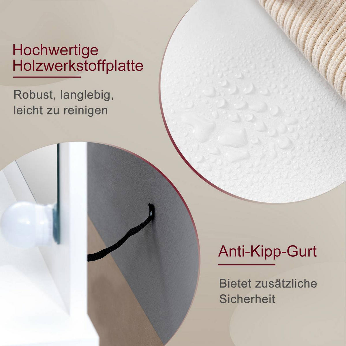 SCHMINKTISCH mit Hocker, Weiß - Weiß, Glas/Holzwerkstoff (105/135/40cm) - Woltu