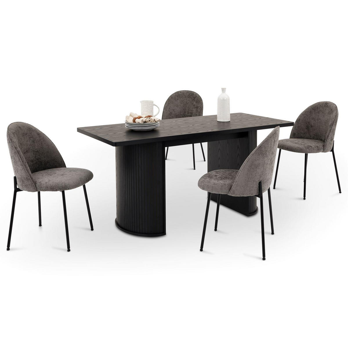 ESSGRUPPE GUARDA - Schwarz, Holzwerkstoff (75/75/160cm) - IDIMEX