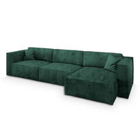 ECKSOFA TOLMO P Grün Kordstoff mit Schlaffunktion - Grün, Holz (347/148cm) - MASSENO