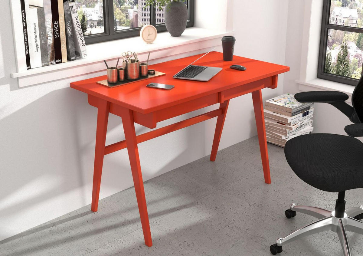 SCHREIBTISCH Edda, 120/65/75 cm in Orange, Buchenholz - Orange, Holz/Buchenholz (65/120/75.5cm) - Visby