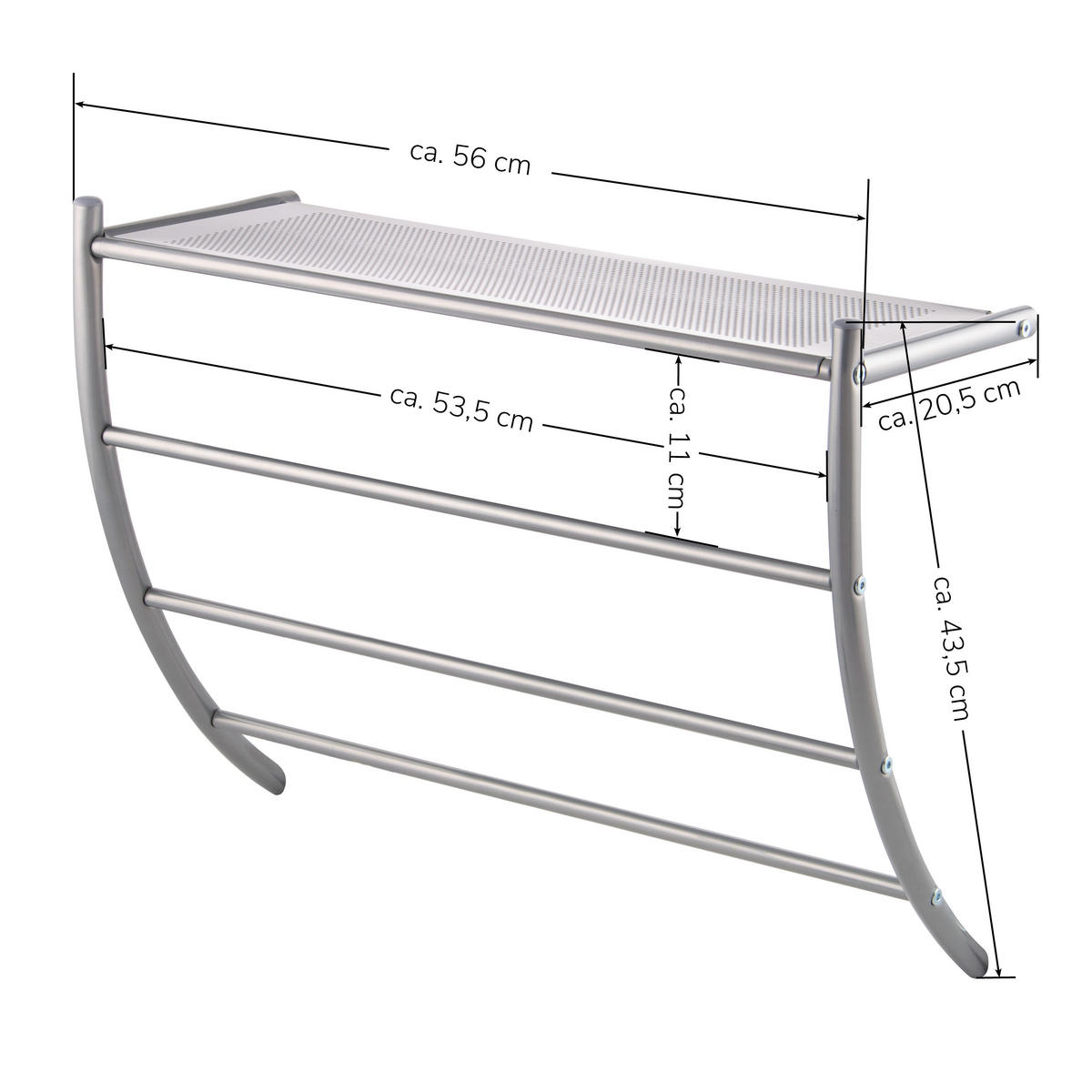 HANDTUCHHALTER, grau, Stahl - Grau, Metall (56/43.5/20.5cm) - bremermann