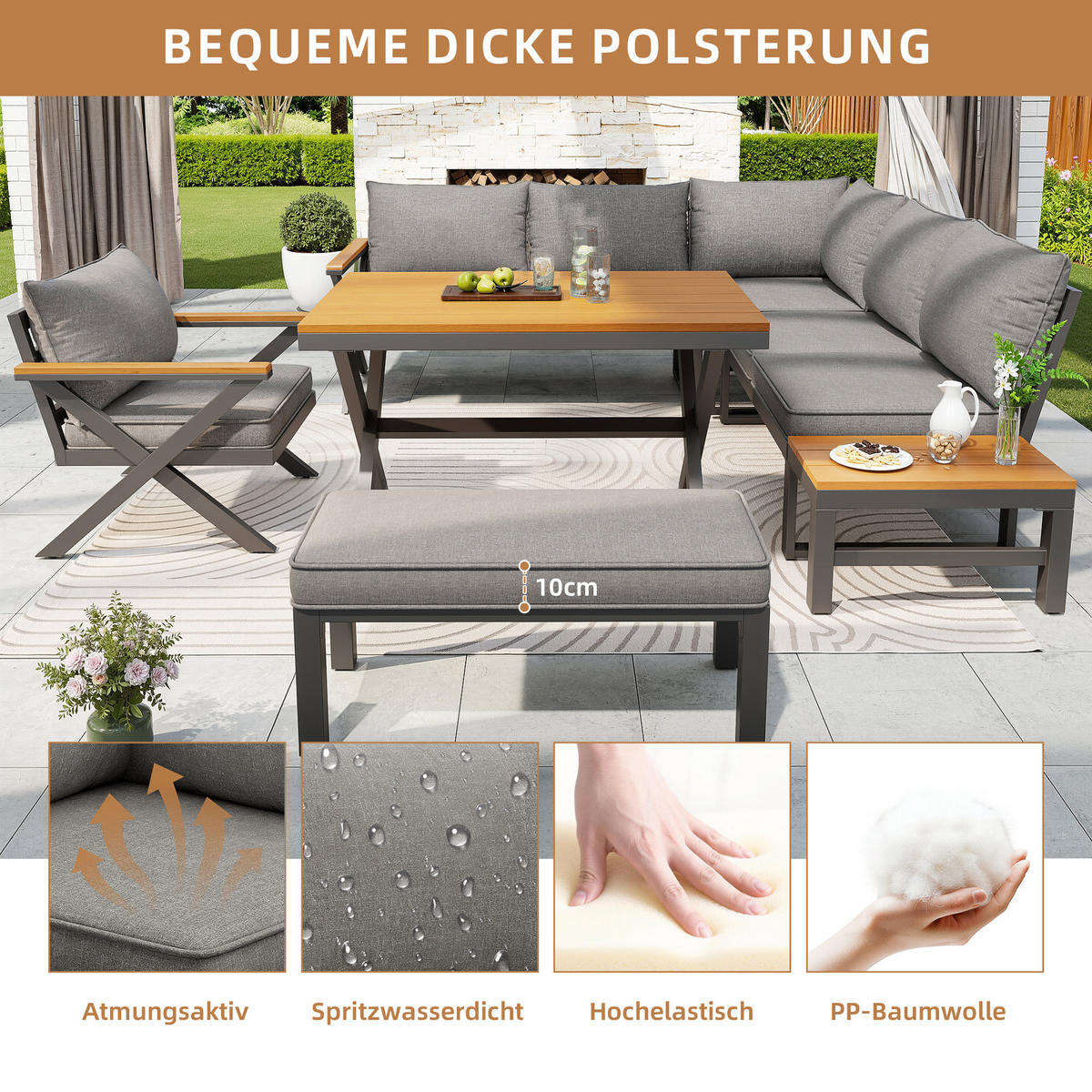 LOUNGE-GRUPPE X-Design Grau/Beige - Grau, Metall - ComfortXL