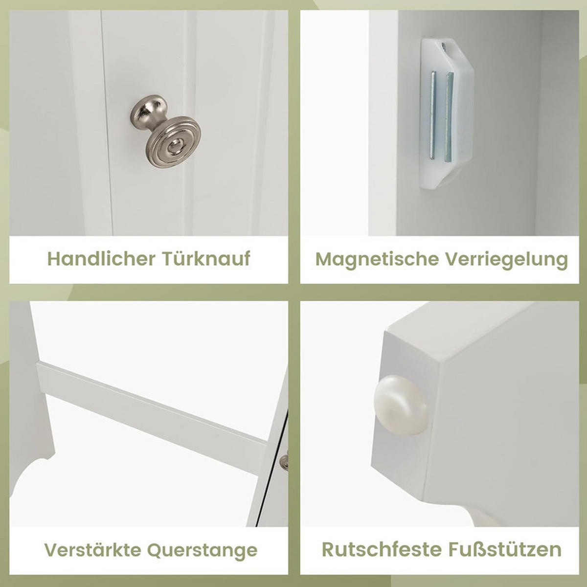TOILETTENSCHRANK aus Holz weiß - Weiß, Holzwerkstoff (75.5/110/20cm) - COSTWAY