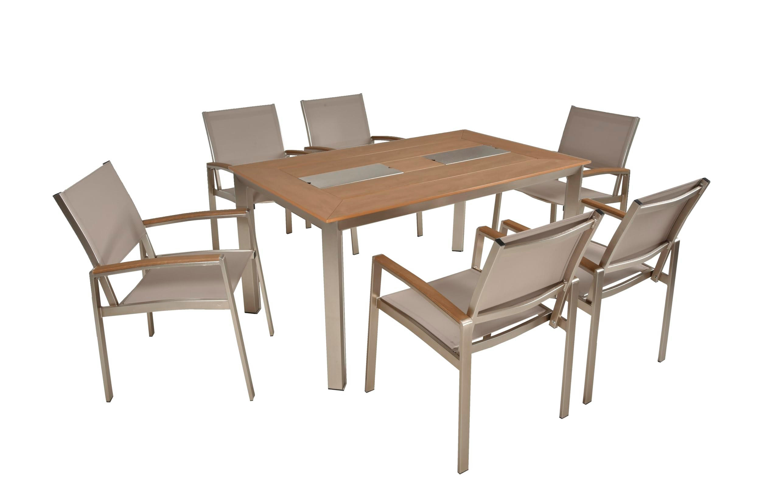 GARTEN-SITZGRUPPE Hans 7-teilig Gartenmöbel-Set - Grau, Kunststoff - DELUKE