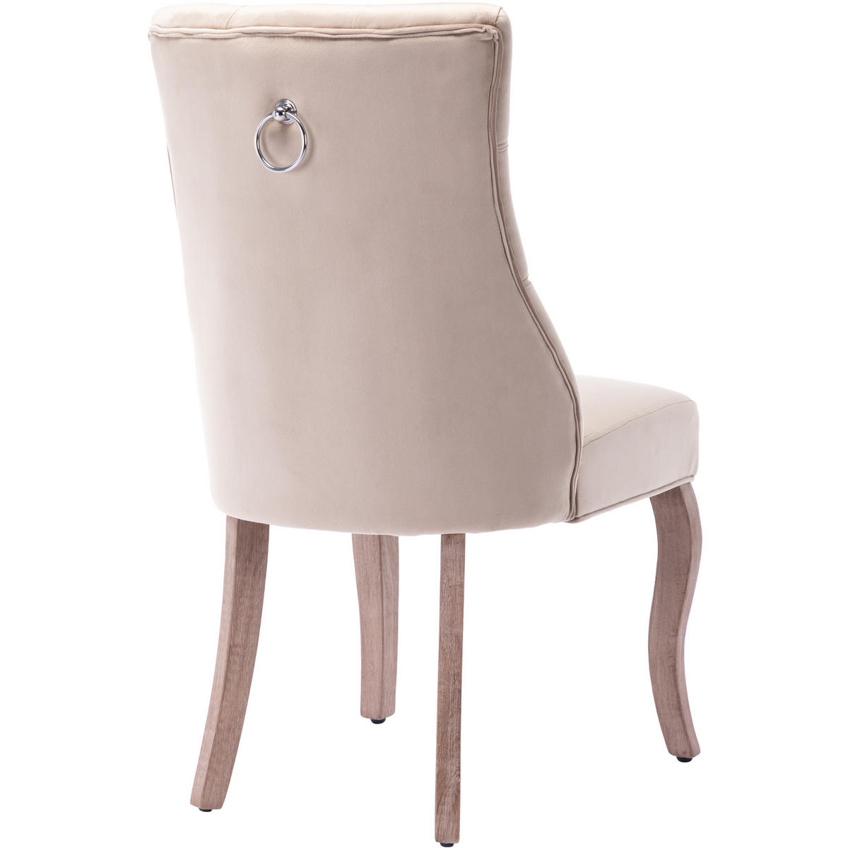 ESSZIMMERSTUHL 2er Set Samt Beige hohe Rückenlehne Massivholz - Beige, Textil (51/97/47cm) - FLIEKS