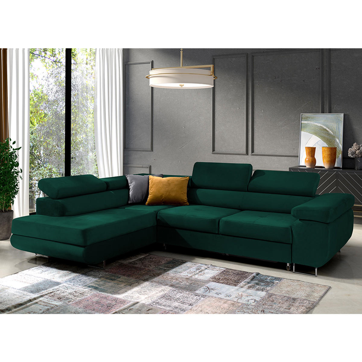 ECKSOFA Wilson 4 Sitzplätze Tannengrün - Grün, Holzwerkstoff (271/201cm) - Petits-meubles