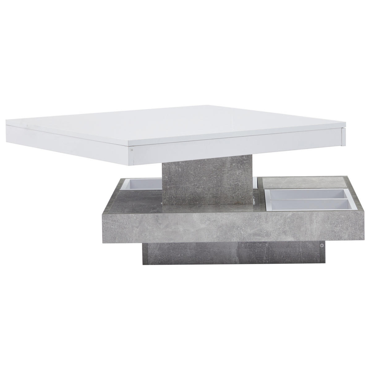 COUCHTISCH aus Spanplatte 70x70x36 cm in Weiß mit 360°-Drehfunktion - Weiß, Holzwerkstoff (70/70/36cm) - Modfu